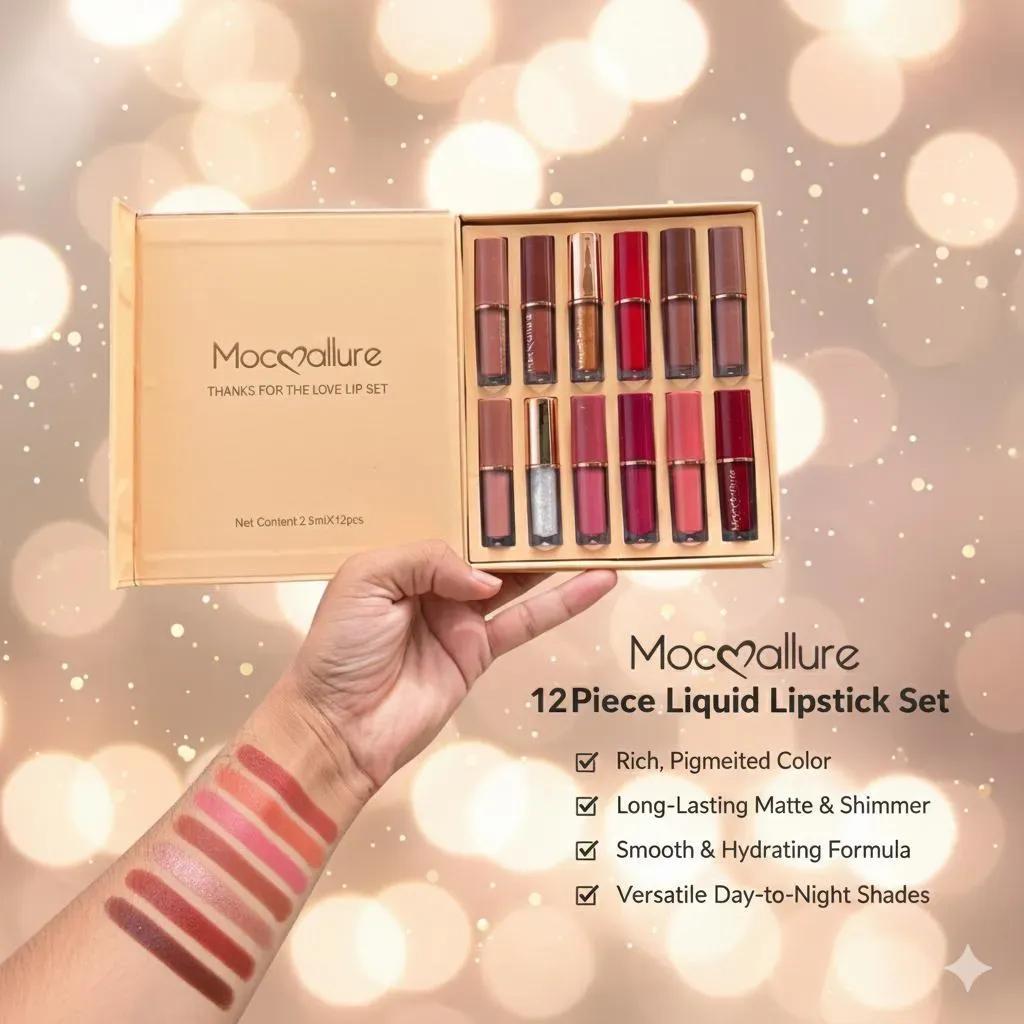 Mocallure 12-Piece Liquid Lip Gloss Set
