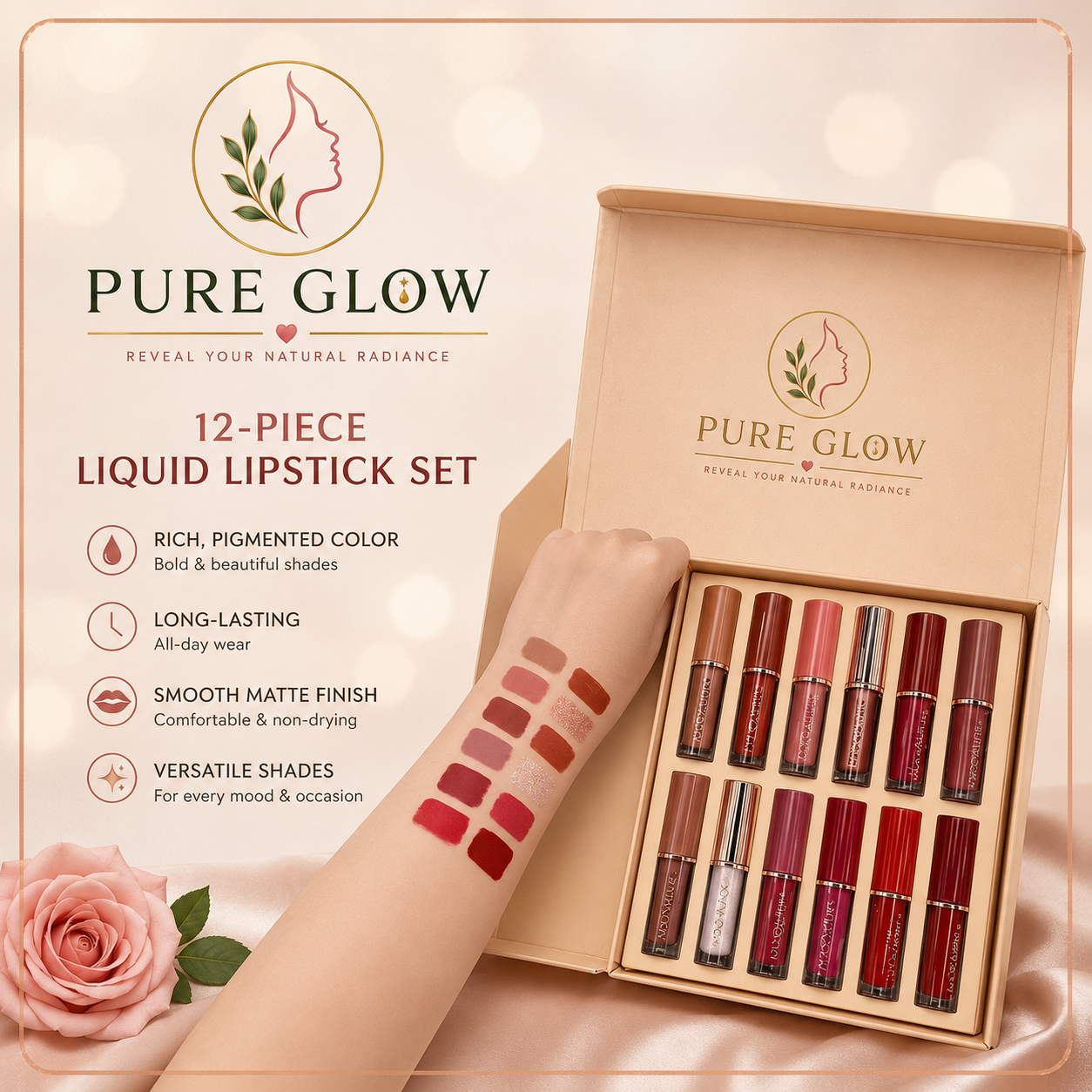 Mocallure 12-Piece Liquid Lip Gloss Set