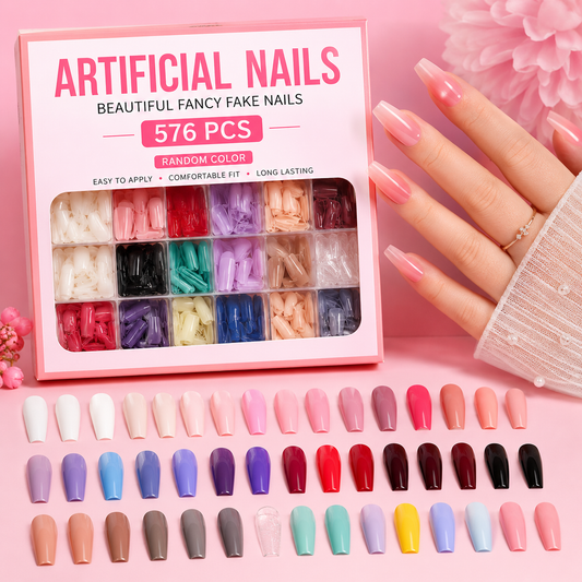 Fancy Artificial Nails – 576 Pcs